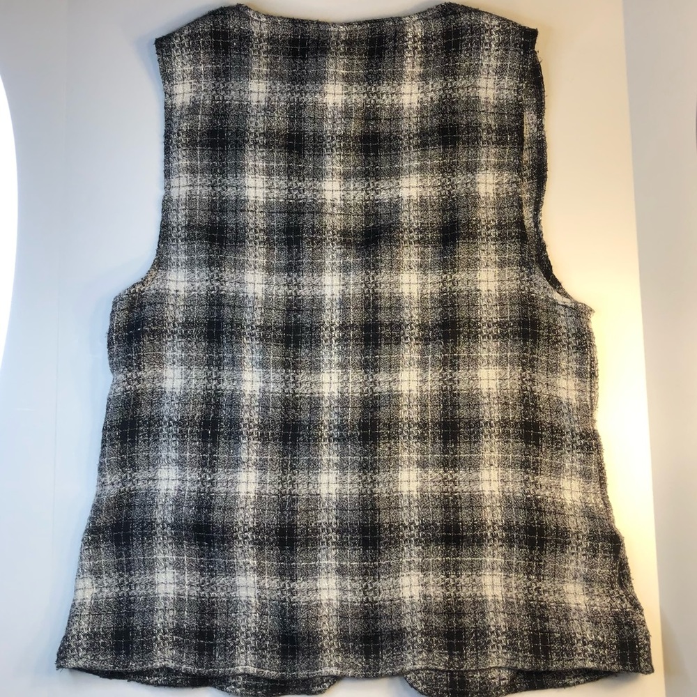 Vintage zipper vest Contempo Casuals plaid black white - Picture 2 of 8
